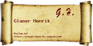 Glaser Henrik névjegykártya
